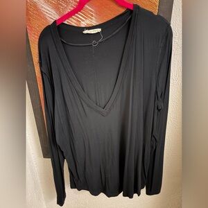 We The Free Black Long Sleeve V-Neck Top